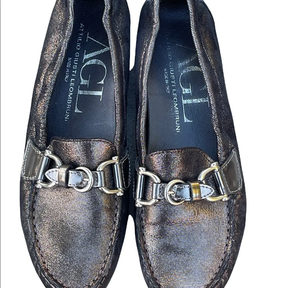 AGL Attilio Giusti Leombruni Jenah Grey Leather‎ driving Loafers size 36(6) USA